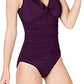Ralph Lauren Women's Beach Club Solid Ruffle Surplice One Piece Purple Size 16