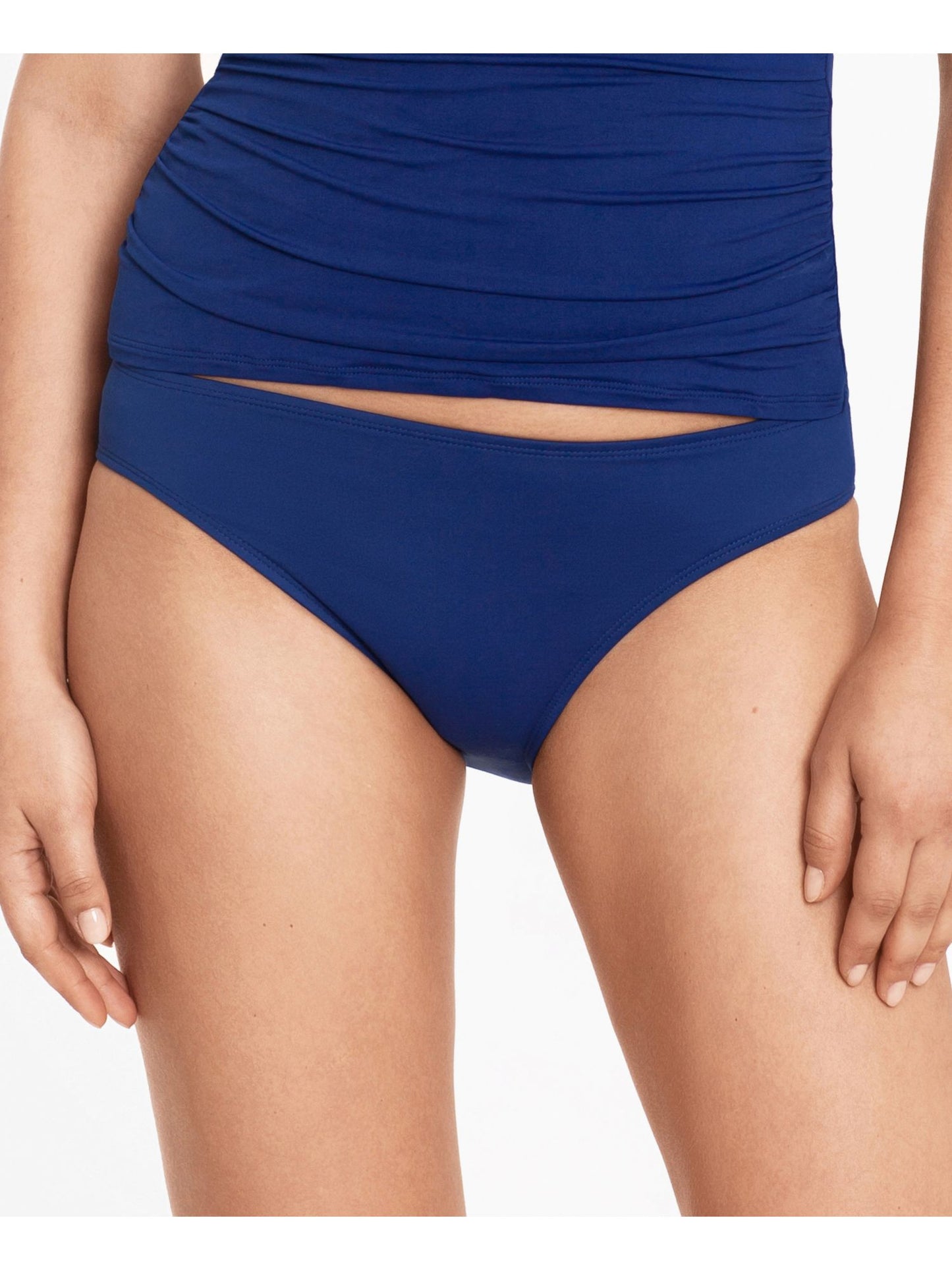 Ralph Lauren Women's Stretch Lined Full Coverage Beach Club Hipster Swimsuit Blue Size 10