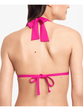 Ralph Lauren Women's Stretch Tie Fixed Cups Deep V Neck Adjustable Beach Swimsuit Top Pink Size 10