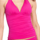 Ralph Lauren Women's V Neck Molded Cup Beach Club Halter Tankini Swimsuit Top Pink Size 8