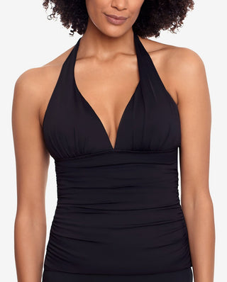 Ralph Lauren Women's Beach Club Solid Swimwear Black Size 14