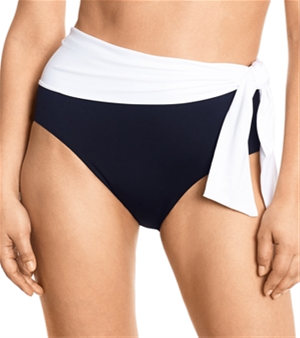 Ralph Lauren Women's Bel Air High Waist Sash Bikini Bottom Black Size 4