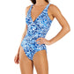 Ralph Lauren Women's Bias Tribal Ikat Ots Underwire One Piece Swimsuit Blue Size 12