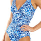 Ralph Lauren Women's Bias Tribal Ikat Ots Underwire One Piece Swimsuit Blue Size 12