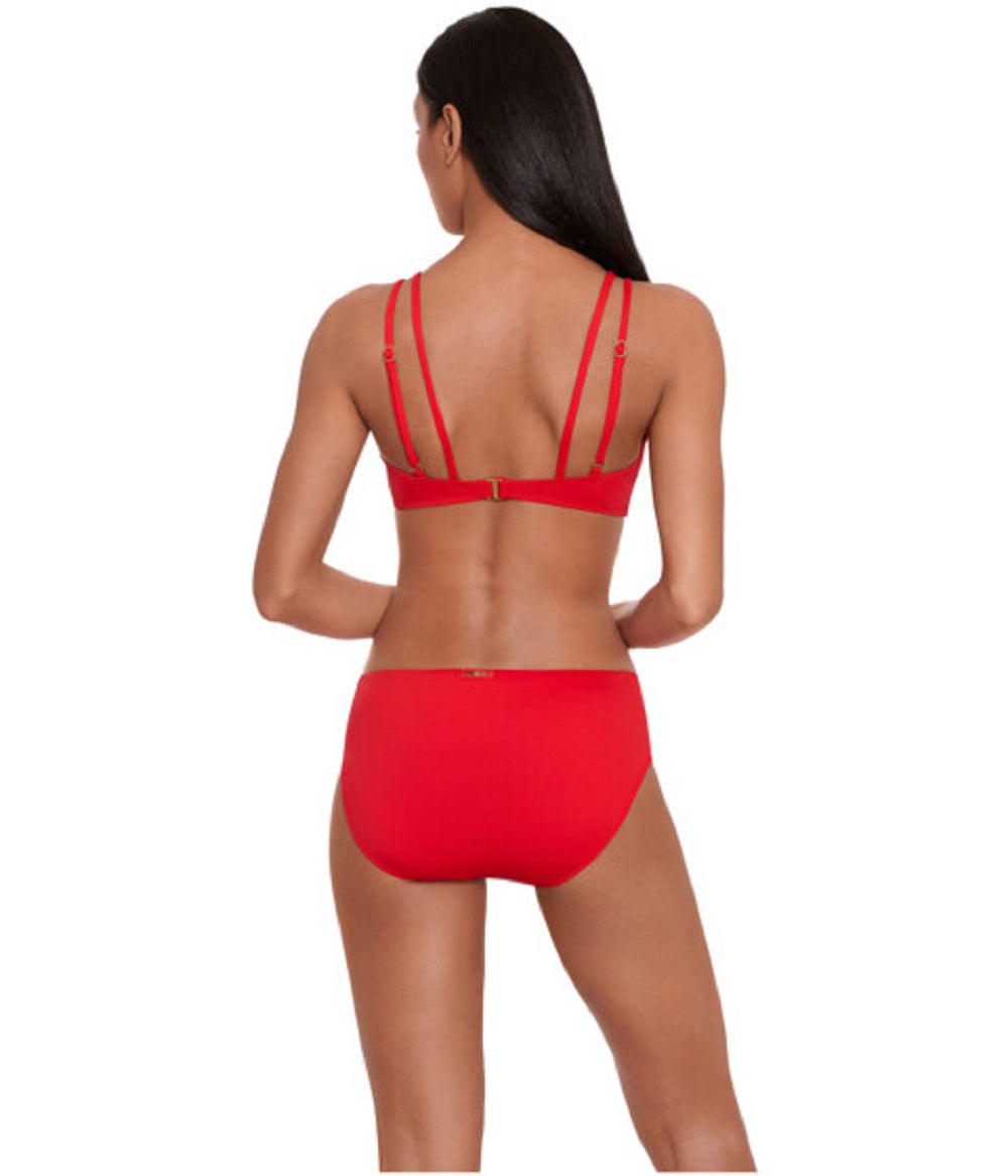 Ralph Lauren Women's Beach Club Solid Mid Rise V Front Bottoms Red Size 10