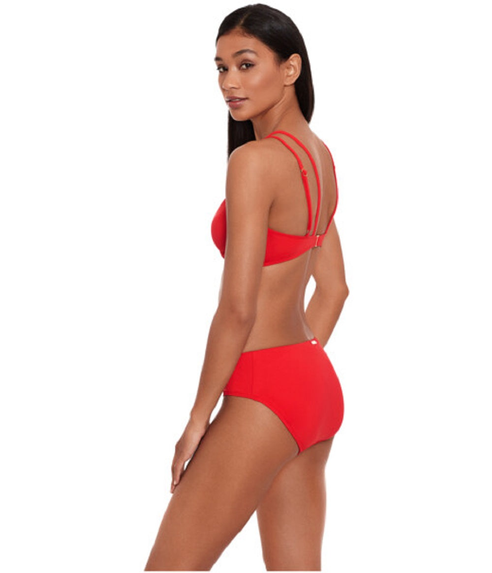 Ralph Lauren Women's Beach Club Solid Mid Rise V Front Bottoms Red Size 10