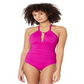 Ralph Lauren Women's Beach Club Solid High Neck One Piece Pink Size 12