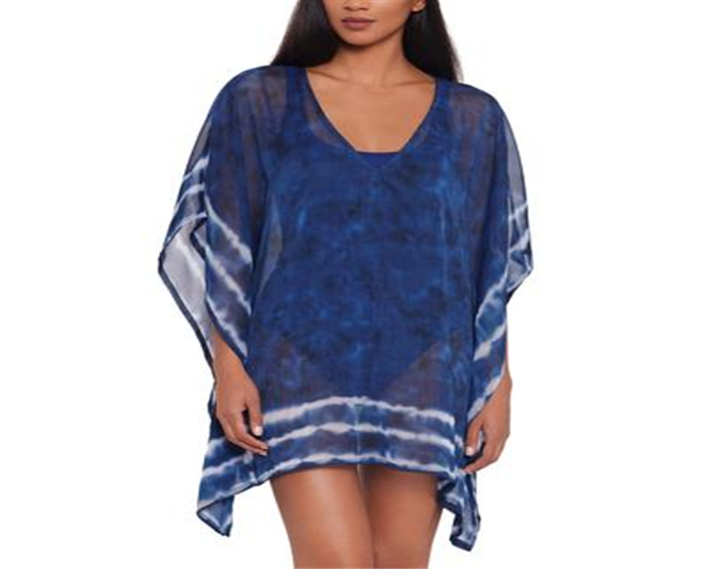 Ralph Lauren Women's Shoreline Cover up Chiffon Tunic Swim Blue Size Small