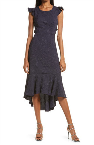 Navy Blue Jacquard Dress from Lulus, Medium Size