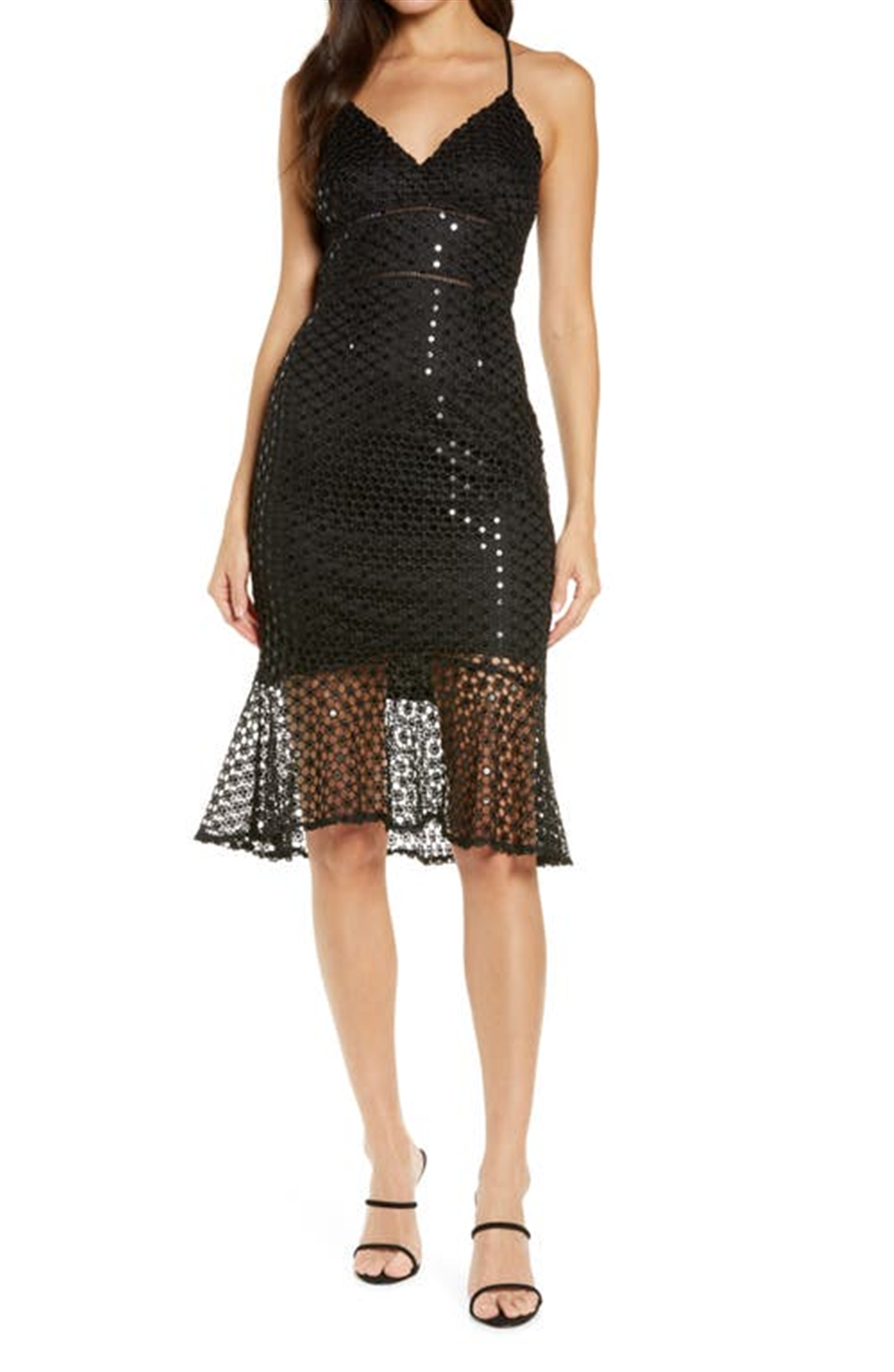 Lulus Chance Encounter Sequin Cocktail Dress in Black Size Small