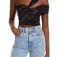 Black Lulus Party Queen Satin Crop Top Size XS