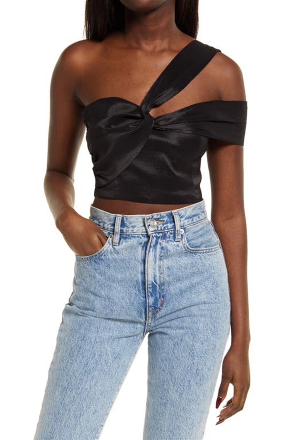 Black Lulus Party Queen Satin Crop Top Size XS