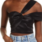 Black Lulus Party Queen Satin Crop Top Size XS
