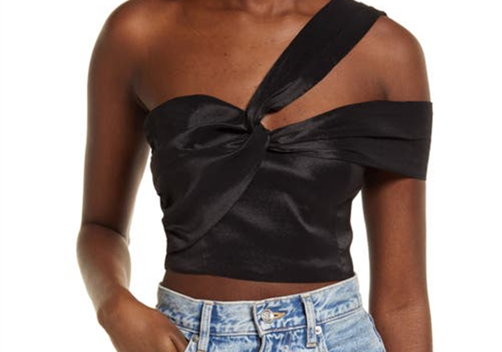 Black Lulus Party Queen Satin Crop Top Size XS