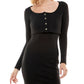 Ultra Flirt Junior's Cardigan Knit Bodycon Dress Black Size Large