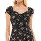 Ultra Flirt Junior's Floral Print Mini Dress Black Size Large