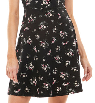 Ultra Flirt Junior's Floral Print Mini Dress Black Size Small
