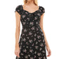 Ultra Flirt Junior's Floral Print Mini Dress Black Size Small