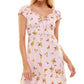 Ultra Flirt Junior's Floral Print Mini Dress Pink Size Medium