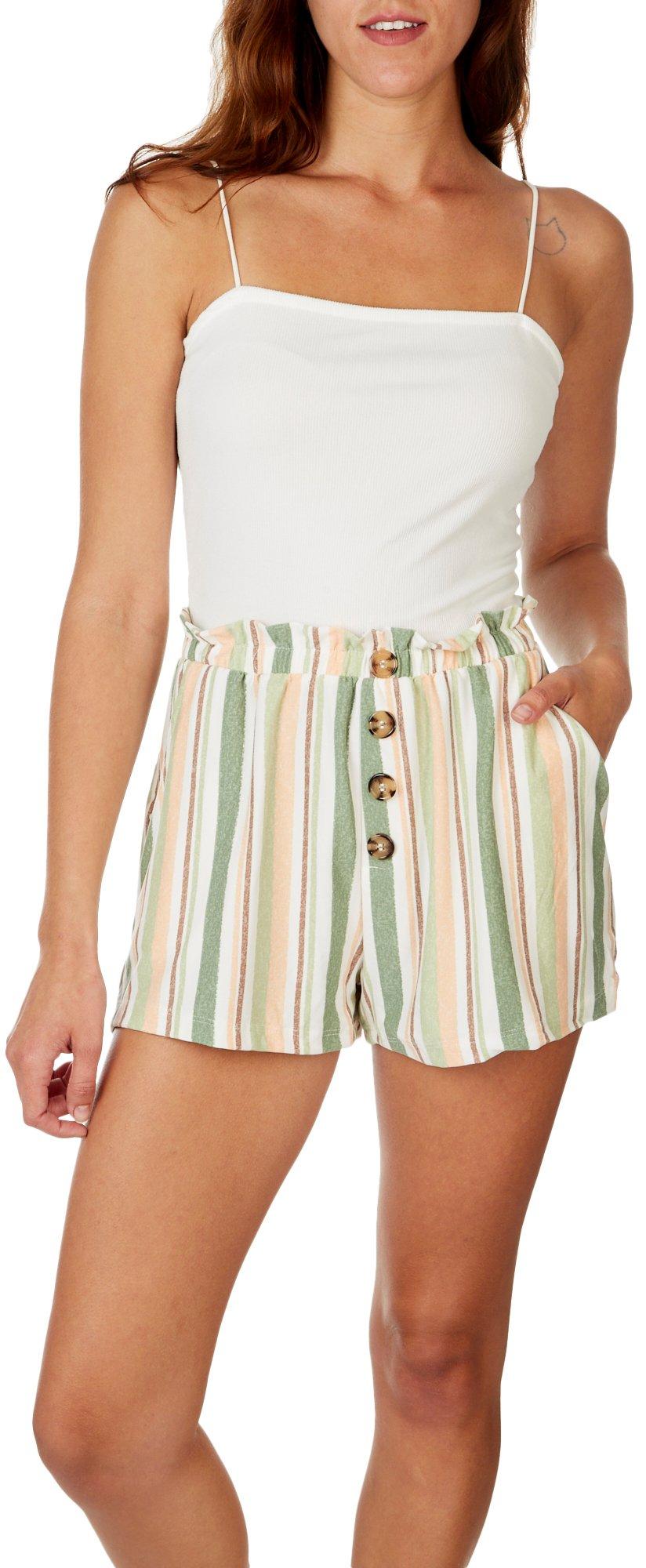 Ultra Flirt Junior's Paperbag Waist Romper White Size Large