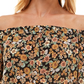Ultra Flirt Junior's Off The Shoulder Floral Print Top Black Size Medium