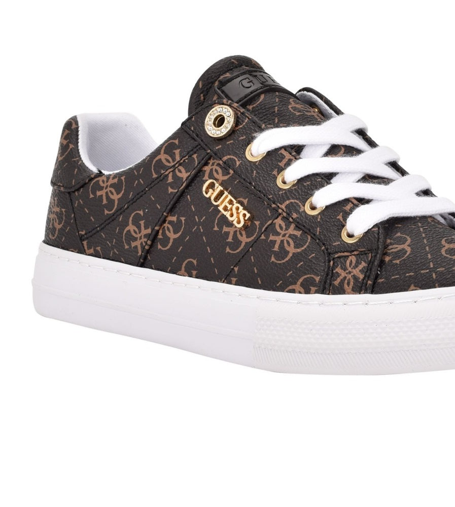 GUESS Women's Loven Casual Lace-Up Sneakers Brown Size 9 M
