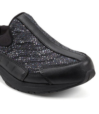 Easy Spirit Women's Traveltime Glitter Slip On Sneaker Black Size 7.5 M