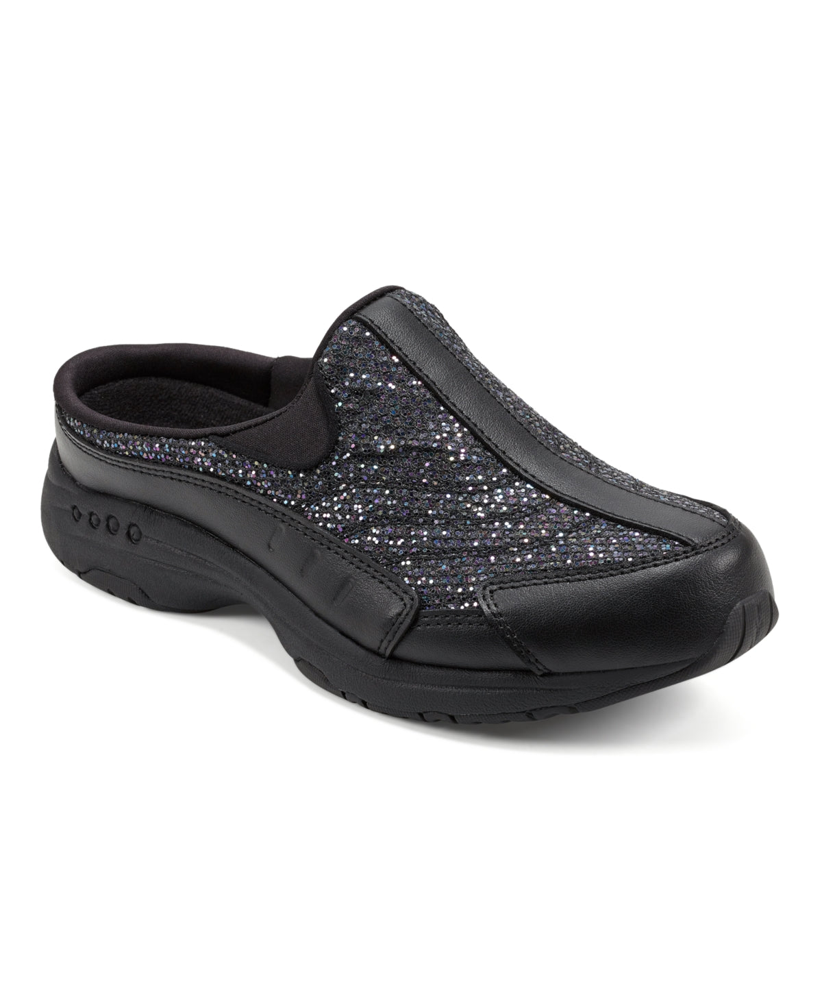 Easy Spirit Women's Traveltime Glitter Slip On Sneaker Black Size 7.5 M