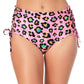 California Waves Women's Side Lace High Waist Bikini Swim Bottoms Pink