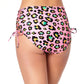 California Waves Women's Side Lace High Waist Bikini Swim Bottoms Pink