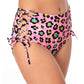 California Waves Women's Side Lace High Waist Bikini Swim Bottoms Pink
