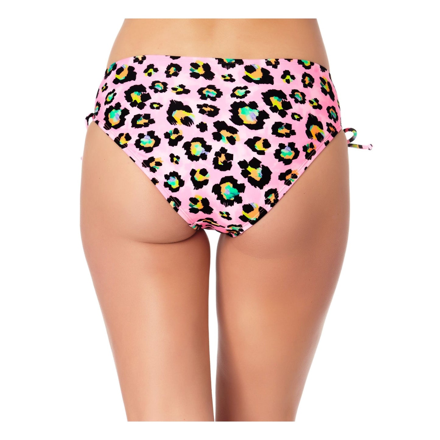 California Waves Junior's Animal Print Hipster Bikini Bottoms Swimsuit Pink Size Medium