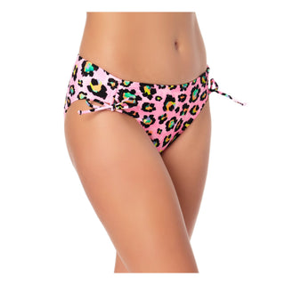 California Waves Junior's Animal Print Hipster Bikini Bottoms Swimsuit Pink Size Medium