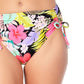 California Waves Junior's Floral Print High Waist Bikini Bottoms Swimsuit Black Multi