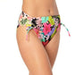 California Waves Junior's Floral Print High Waist Bikini Bottoms Swimsuit Black Multi