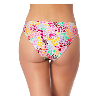 California Waves Junior's Hipster Scoop Bikini Bottoms Swimsuit White Multi