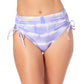 California Waves Women's Junior's Tie-Dyed High-Waist Bikini Bottom Purple Size Medium
