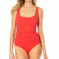 Anne Cole Women's Square Neck One Piece Swimsuit Red Size 16