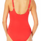 Anne Cole Women's Square Neck One Piece Swimsuit Red Size 16
