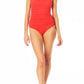Anne Cole Women's Square Neck One Piece Swimsuit Red Size 16