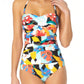 Anne Cole Women's Multi Twist Front Shirred Bandeau One Piece Swimsuit Multicolor Size 6
