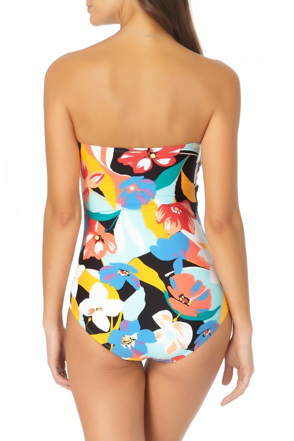 Anne Cole Women's Multi Twist Front Shirred Bandeau One Piece Swimsuit Multicolor Size 6