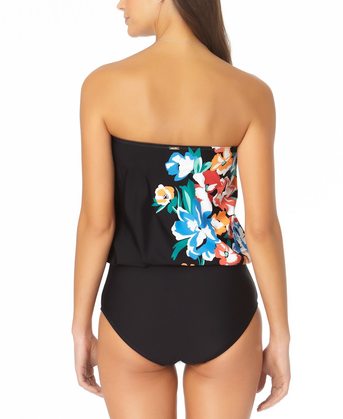 Anne Cole Women's Summer Bunches Blouson One Piece Swimsuit Black Size 16