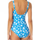Anne Cole Women's Square Neck Front Shirred One Piece Swimsuit Blue Size 14