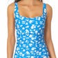 Anne Cole Women's Square Neck Front Shirred One Piece Swimsuit Blue Size 14