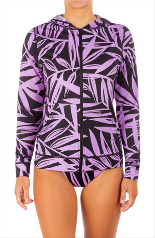 Hurley Women's Mystic Leaves Zip Hooded Pink Size Medium