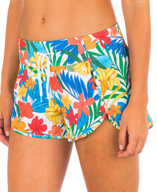 Hurley Junior's Aquas Beach Botanic Board Shorts Swimsuit White Size Medium