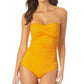 Anne Cole Women's Twist Front Ruched One Piece Swimsuit Orange Size 10