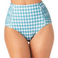 Anne Cole Women's Gingham Print High Waist Swim Bottoms Swimsuit Blue Size X-Small