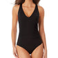 Anne Cole Women's V Neck Crossback One Piece Swimsuit Black